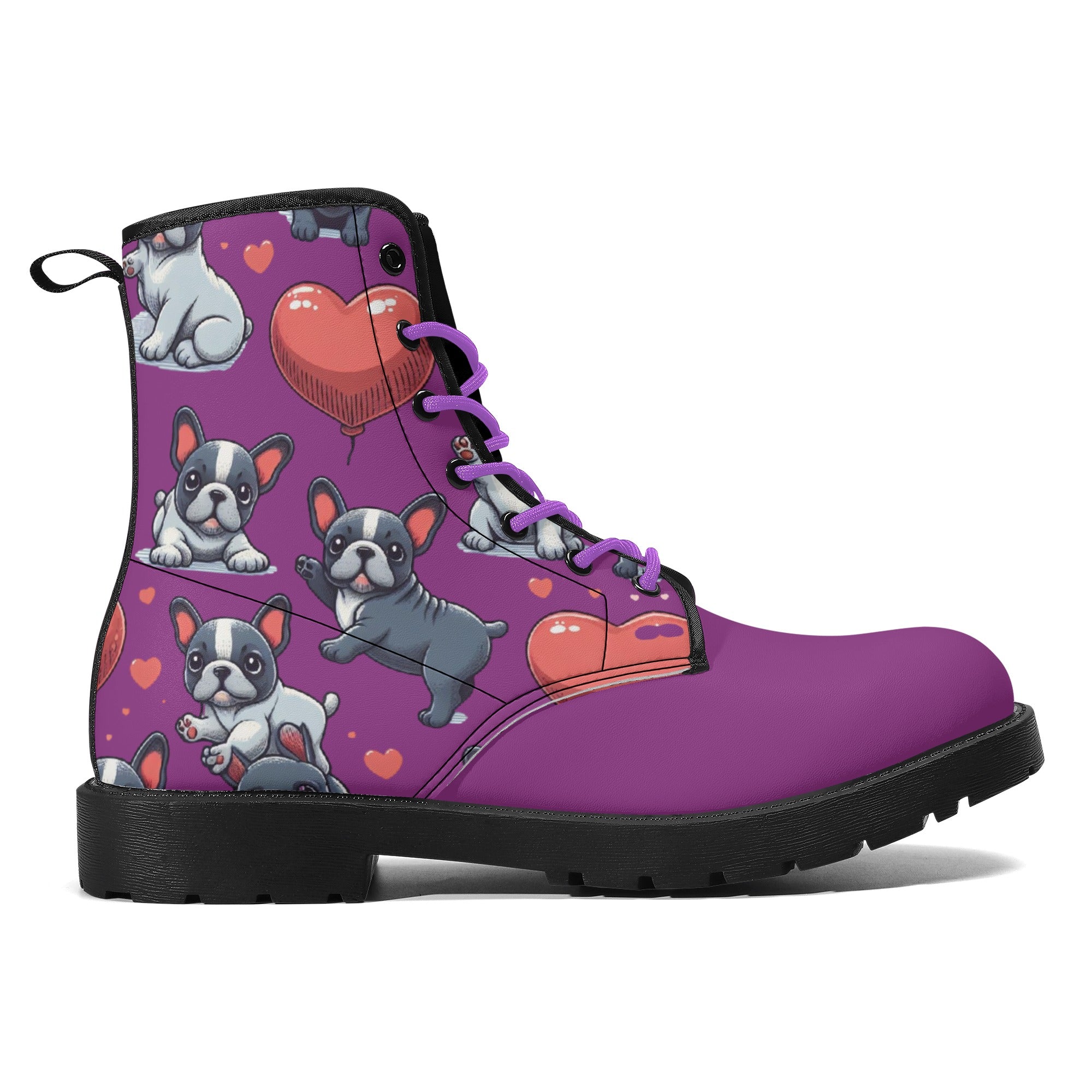 Winnie - French Bulldog Themed Leather Boots For Frenchie Fans