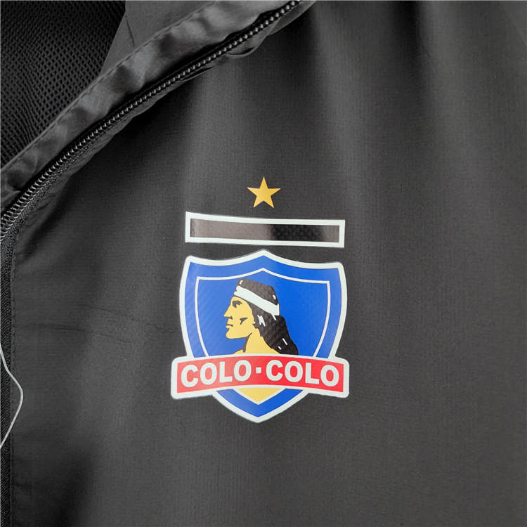 High Quality Performance Driven 2023 Colo-Colo Black Windbreaker