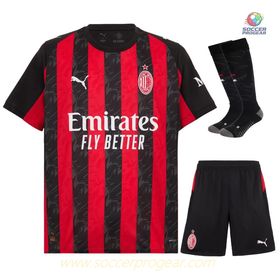 AC Milan Children Home Football Shirt Soccer Football Shirt 2025-26 Edition