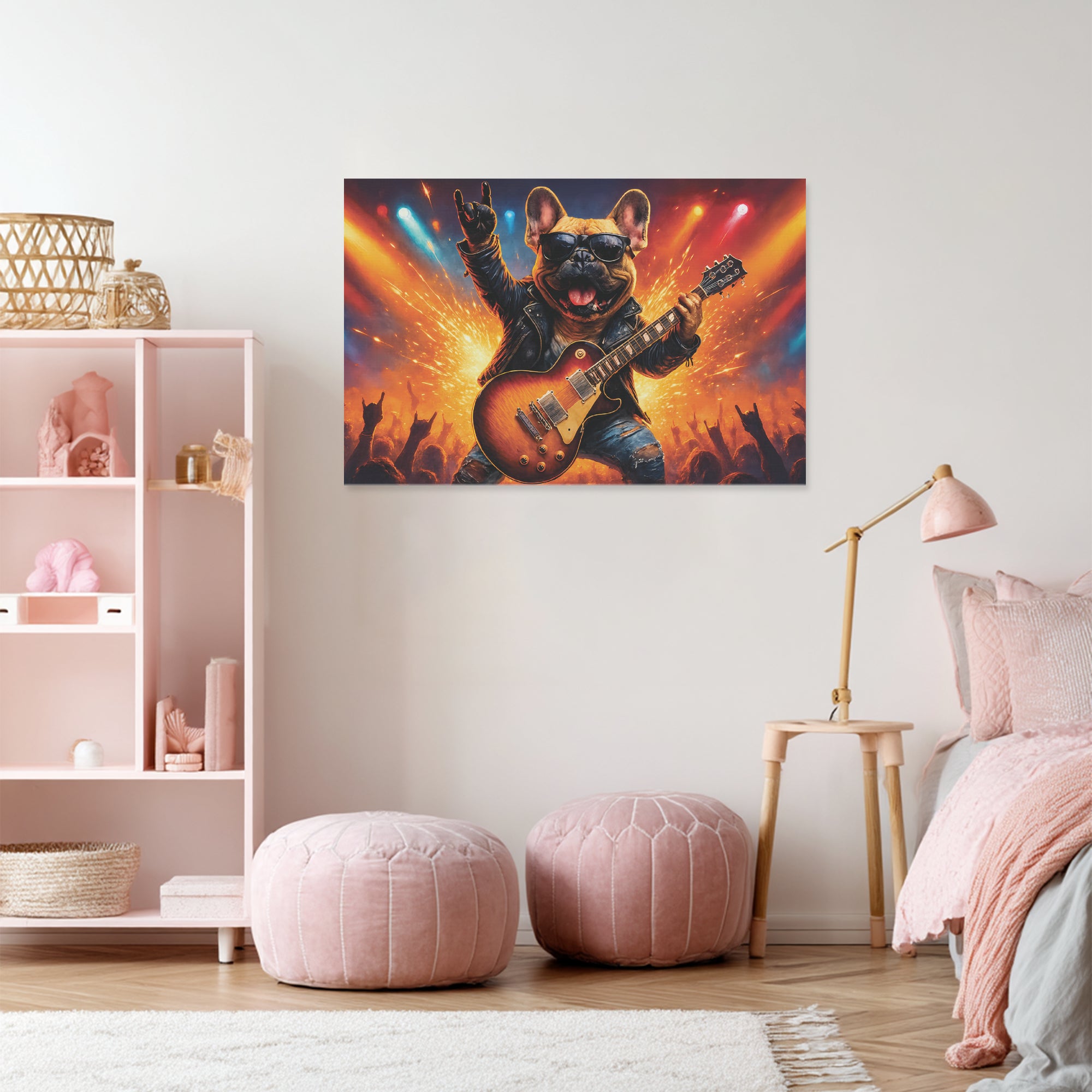 Minimal-Aesthetic Pearl - Adorable Frenchie Canvas Wall Art for Street