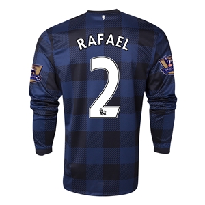 13-14 Manchester United 2 RAFAEL Away Black Long Sleeve Jersey Shirt