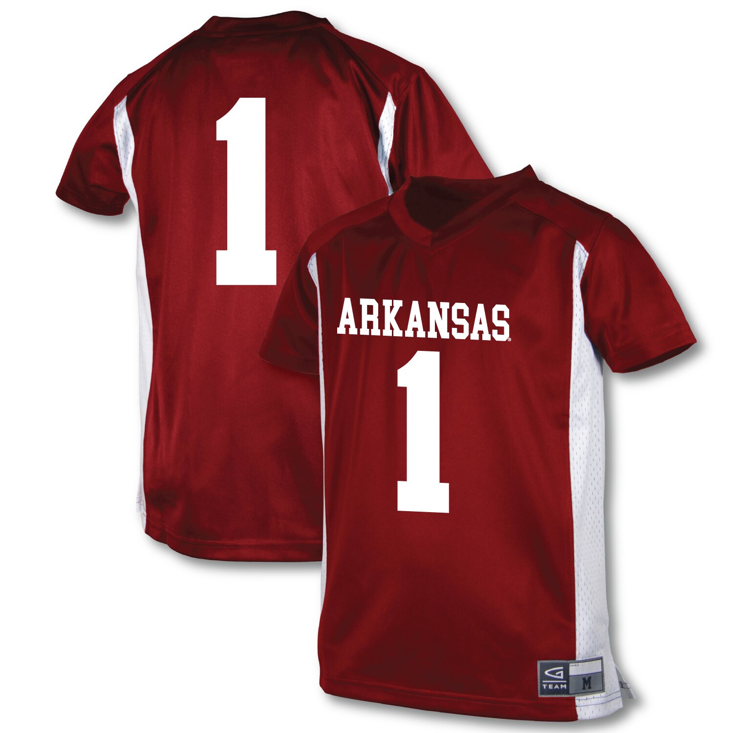 #1 Arkansas Razorbacks Garb Youth Football Jersey - Cardinal