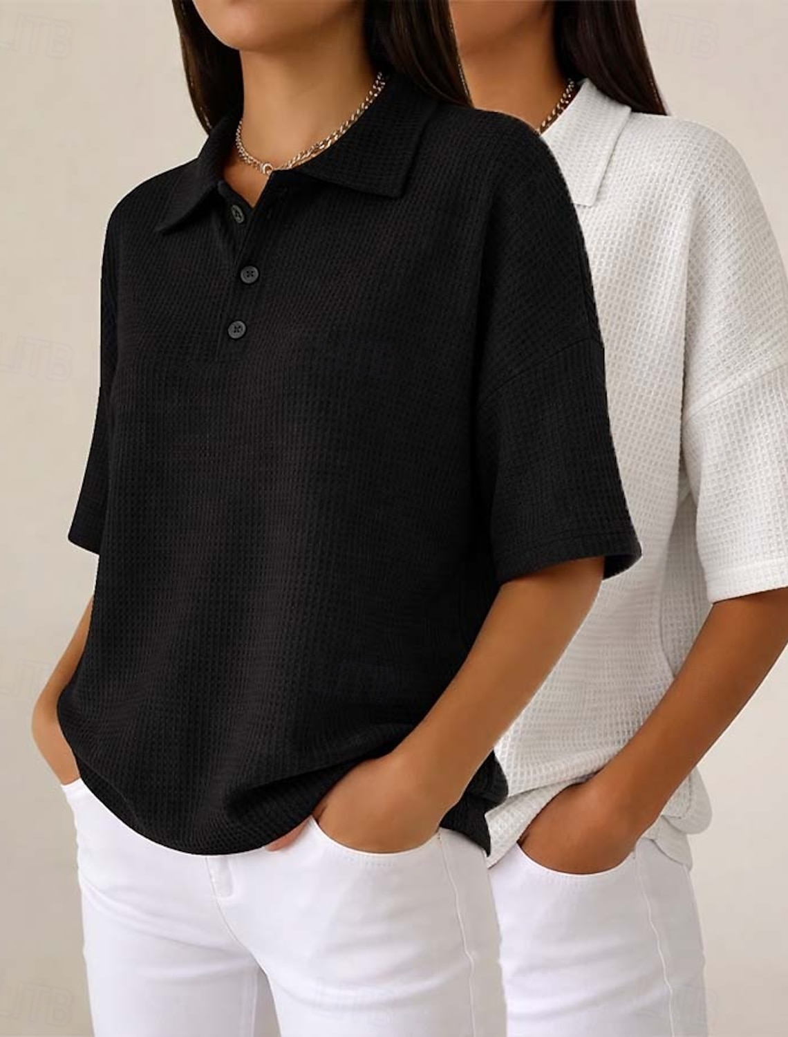 Women's 100% Cotton 2 Pieces Set T Shirt Basic Classic Modern Short Sleeve Crew Neck Regular Tops Casual Daily Going out Black / Red White+Pink White / Black Green / Blue White+Orange Summer Spring
