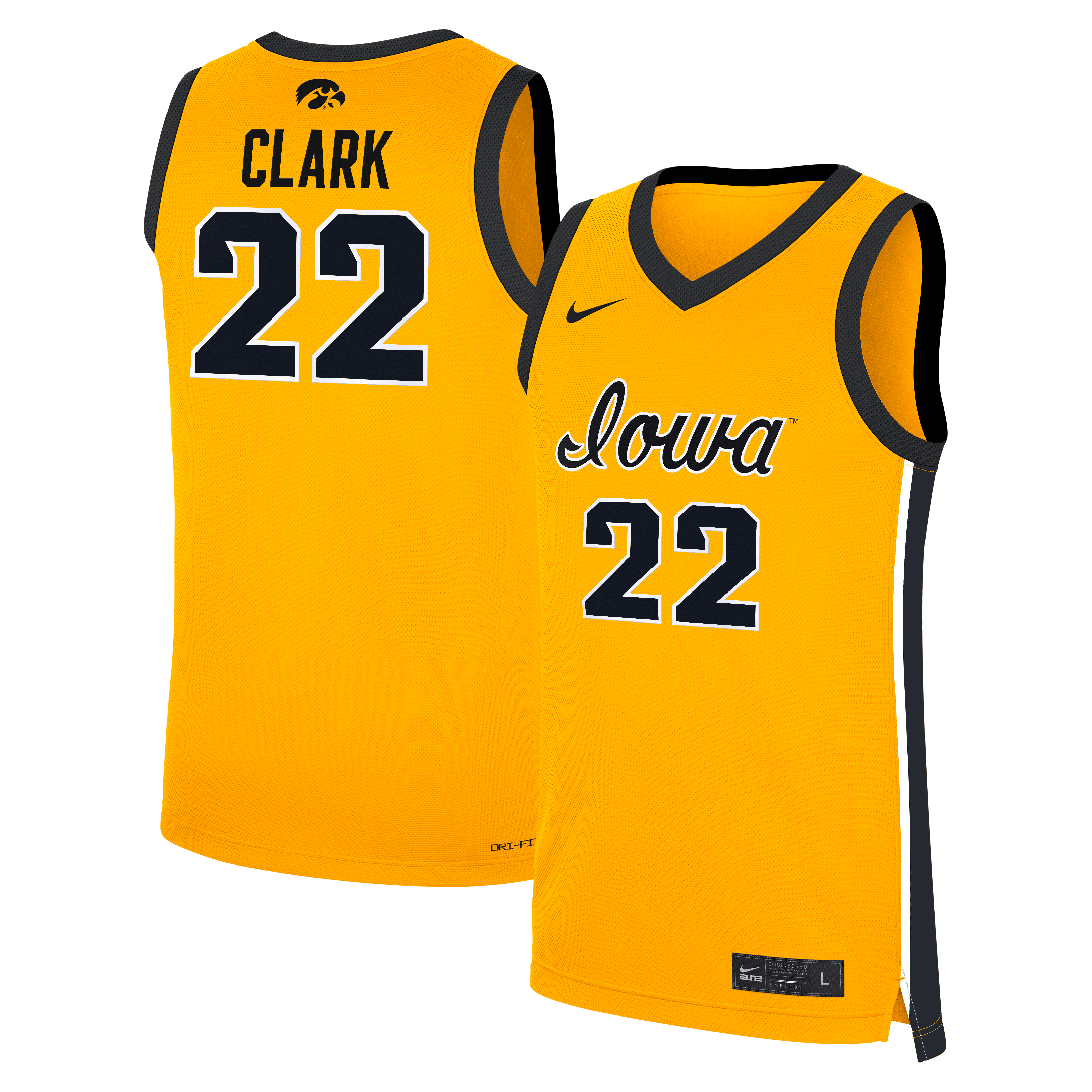 [NJP] Caitlin Clark Iowa Hawkeyes Alternate Women's Basketball Replica Jersey - Gold