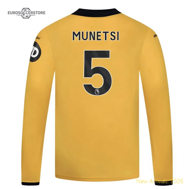 2025-2026 Wolves Long Sleeve Home Shirt - Kids (Munetsi 5)