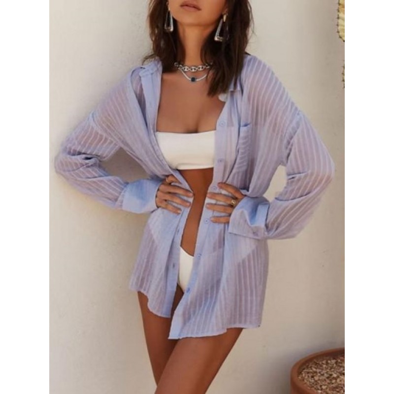 Drop Shoulder Semi Sheer Pocket Shirt BM5533