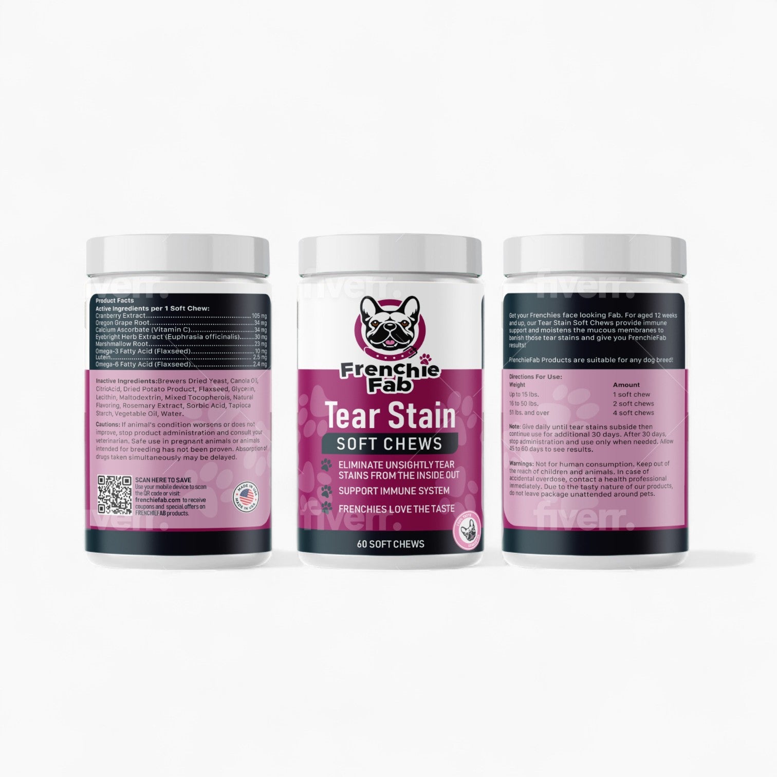 French Bulldog Frenchie Tear Stain Soft Chews – Immune Support Stain