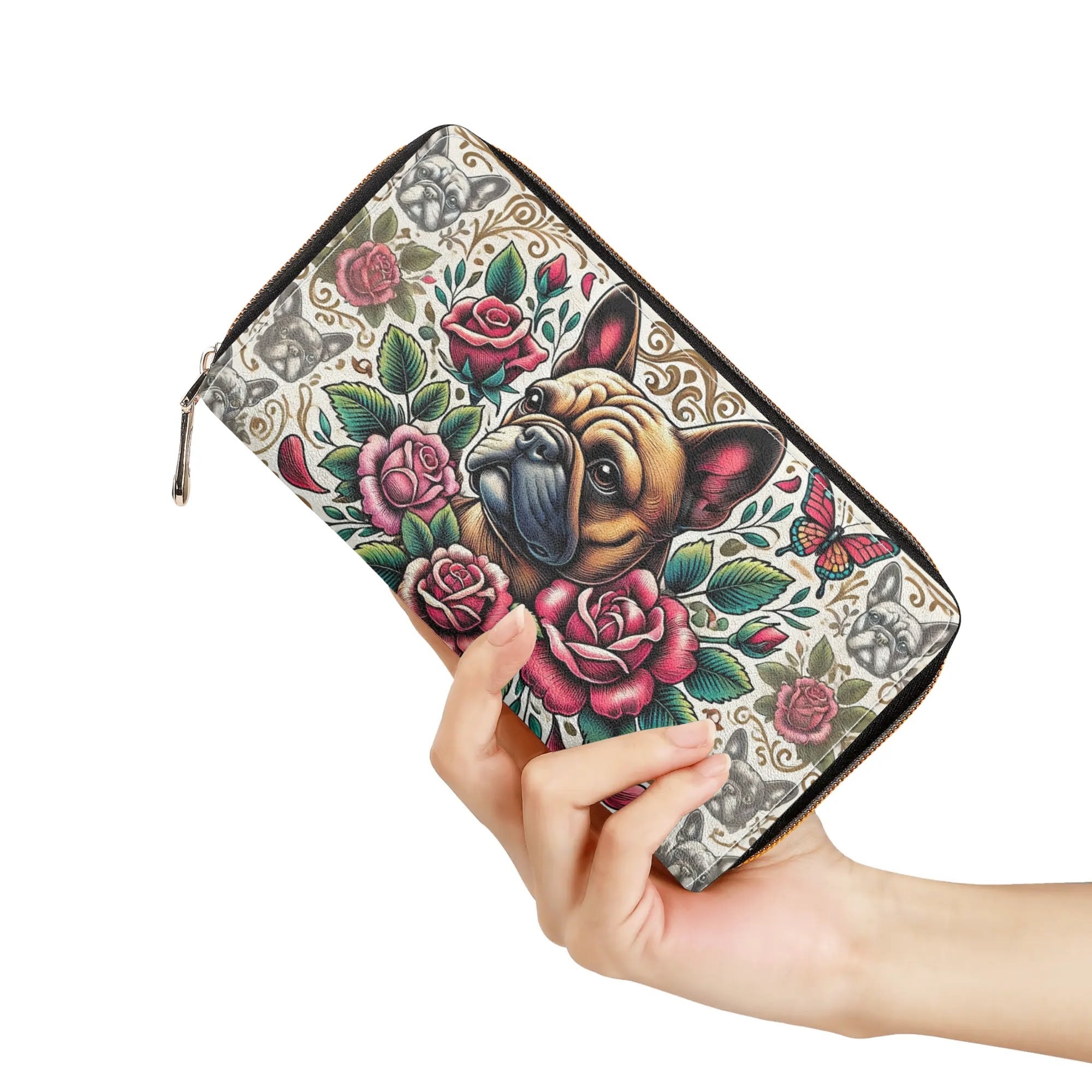 Piper - Frenchie Lover Leather Zipper Wallet Outdoor Style