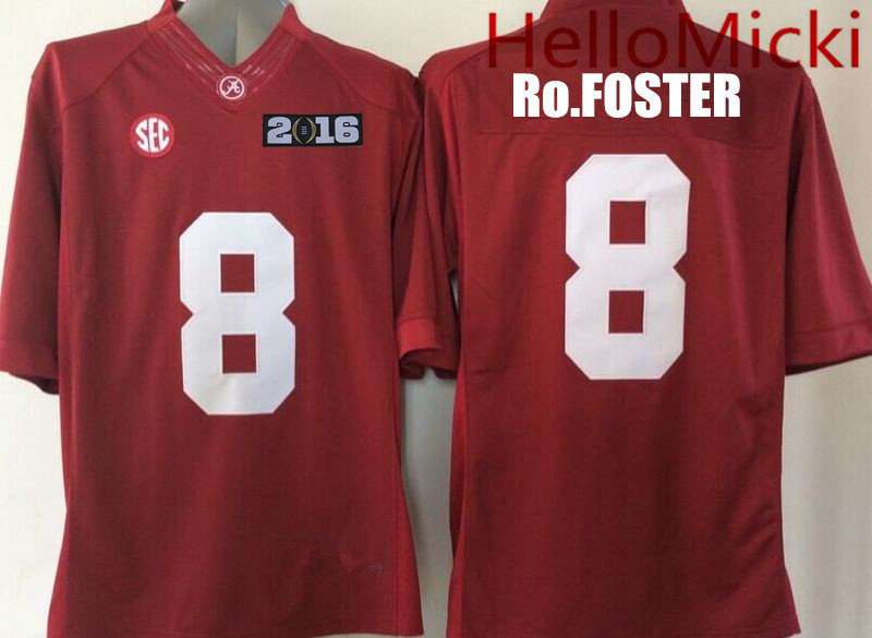 Men's Alabama Bama Red 2016 game jersey Robert Foster #8 comfortable