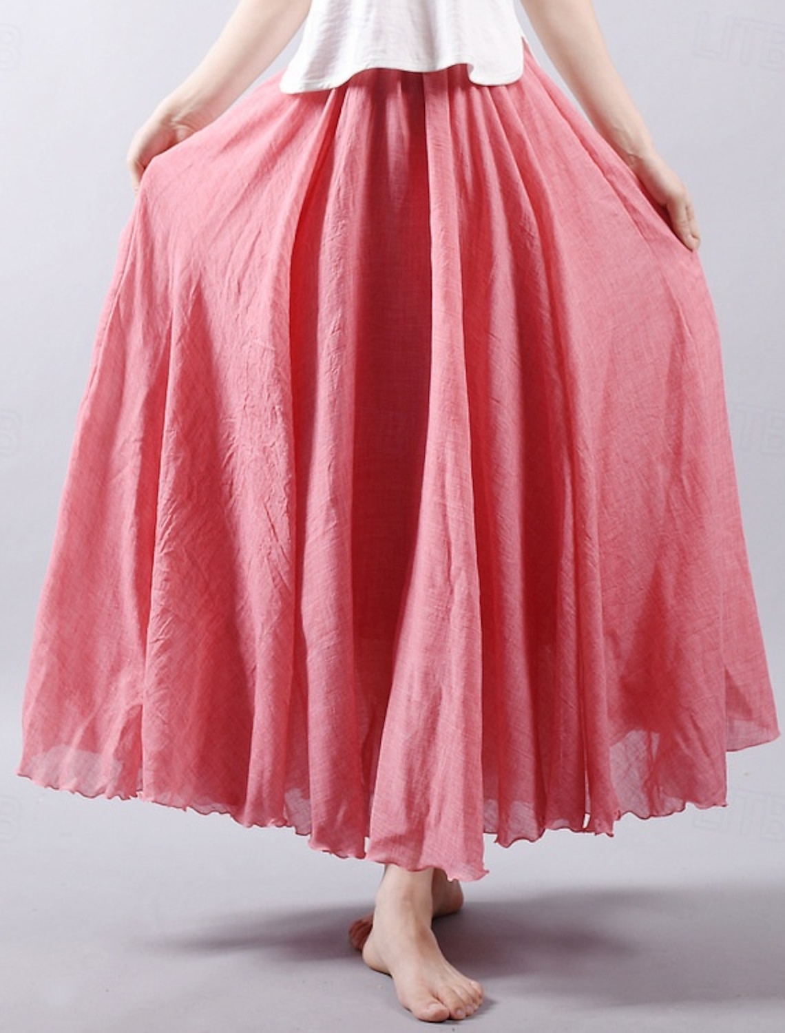 Women's Elegant Bohemia Vintage Casual Maxi High Waist Skirts Inelastic Prom Vacation Rust Red Denim Blue Niagara Blue Primrose Yellow Summer