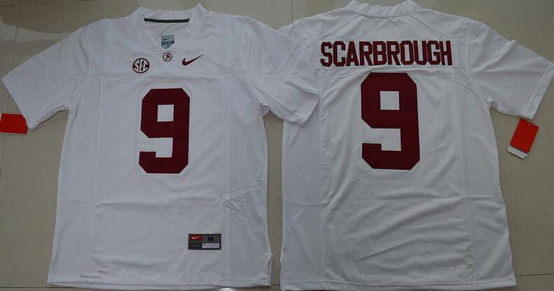 Men's Bama Crimson Tide White 2024 stitched Bo Scarbrough #9 moisture