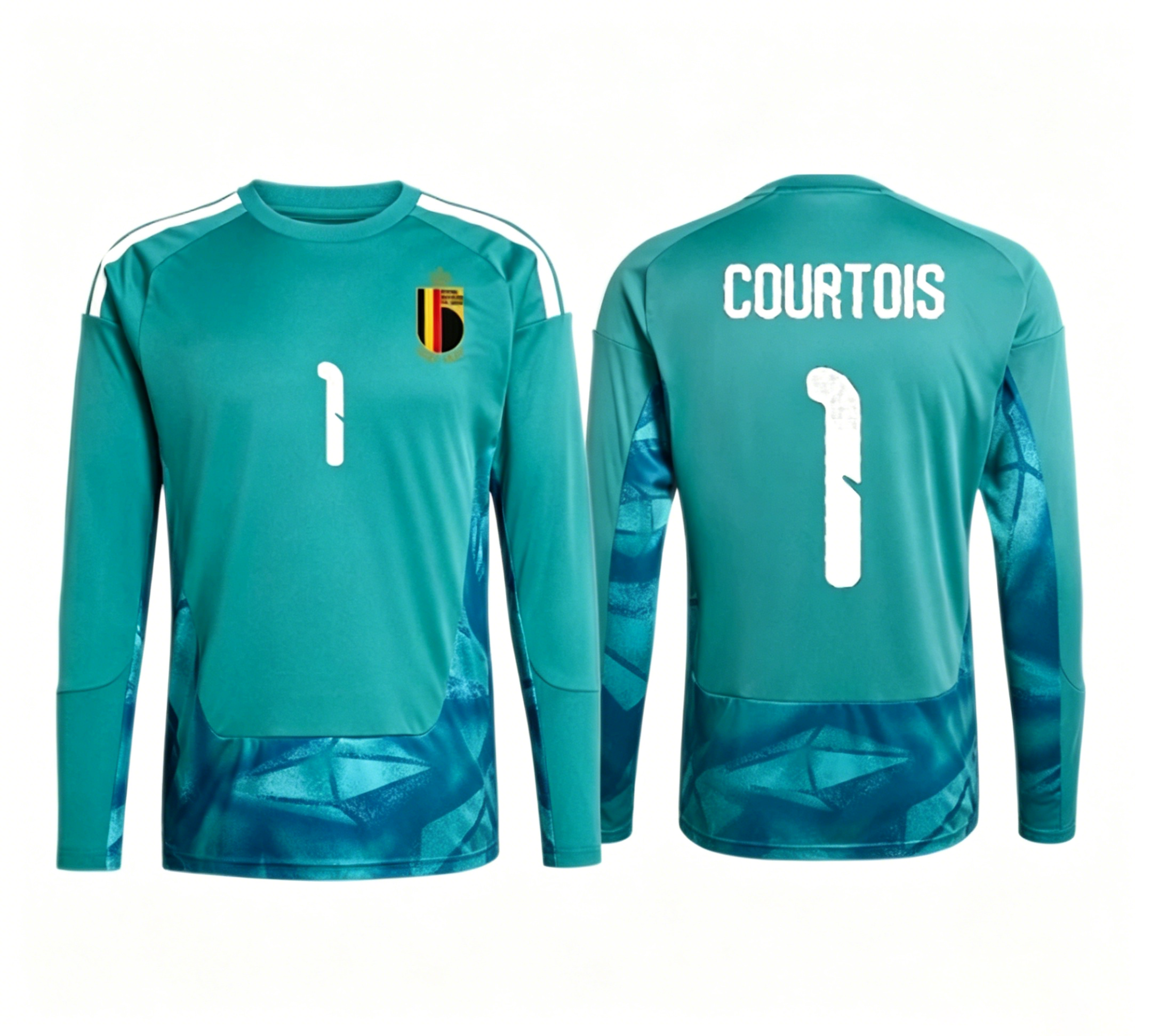 [SJH] Belgium Thibaut Courtois 1 Blue Long Sleeve Away Goalkeeper Jersey Men 2026 World Cup
