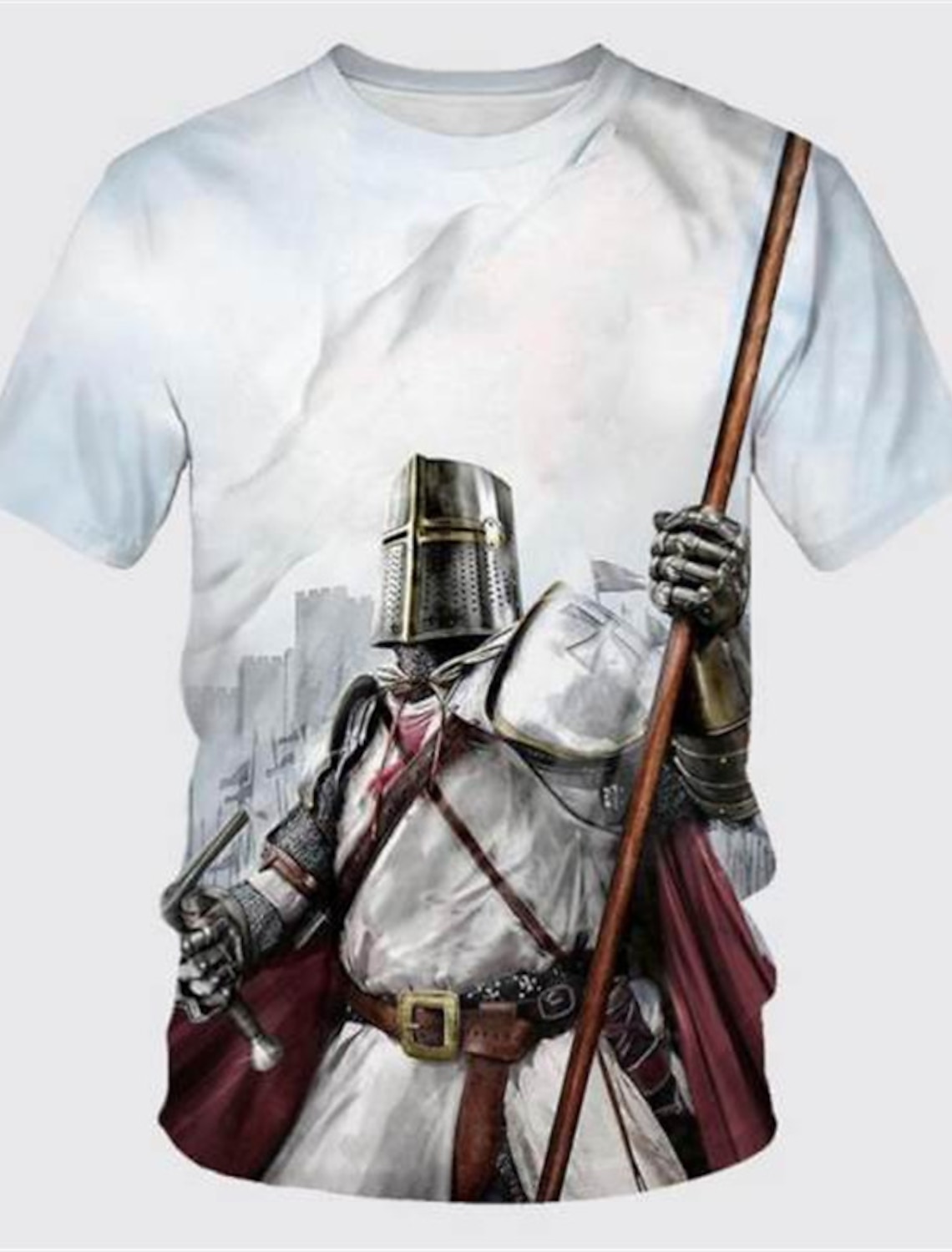 Men's Templar Cross Graphic Prints Soldier T Shirt Christian Shirts