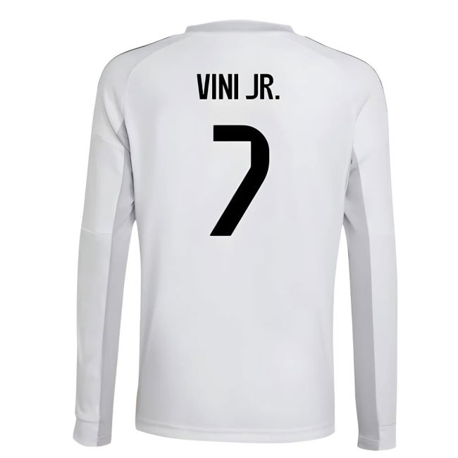 2025-2026 Real Madrid Long Sleeve Home Shirt (Kids) (Vini Jr. 7)
