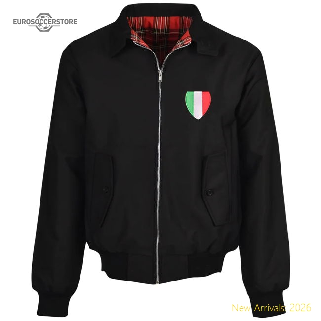Match-Day Professional-Grade Ac Milan Black Harrington Jacket
