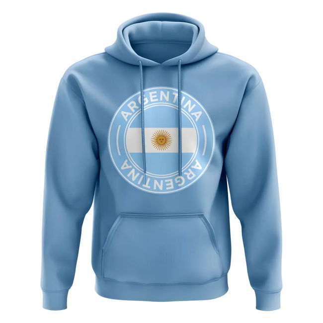 Pro-Grade Premium-Quality Argentina Football Badge Hoodie (Sky)