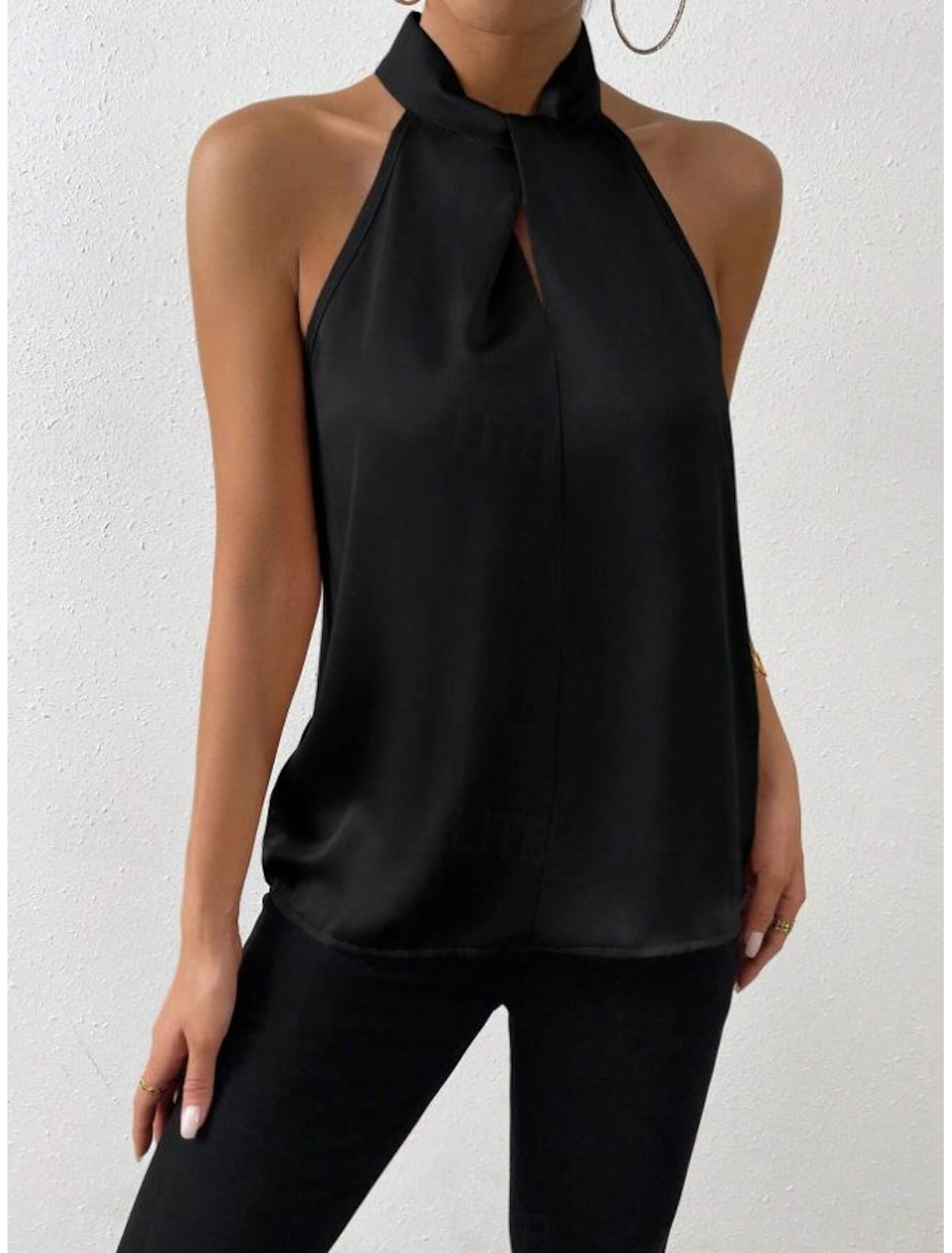 Tank Women's Plain Cold Shoulder Street Daily Fashion Halter Neck Regular Fit S