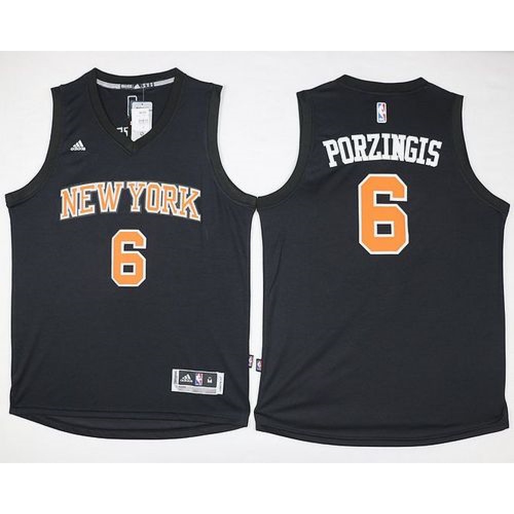 Collector's Item Premium Men's NYK #6 Kristaps Black Basketball Jersey