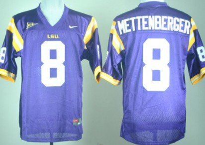 Men's LSU Bayou Bengals Purple 2024 game jersey Zach Mettenberger #8