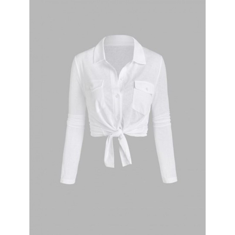 Semi Sheer Pocket Tied Shirt DS3395