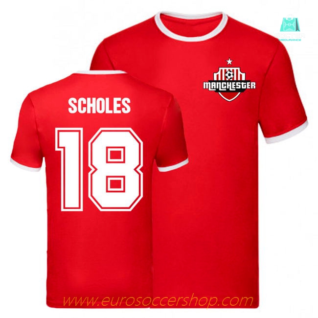 Paul Scholes Manchester United Ringer Tee (Red)
