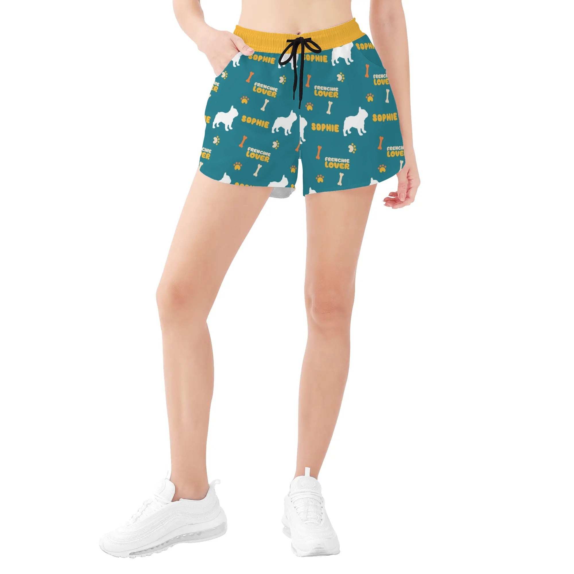 French Bulldog Lover Custom Women's Beach Shorts With French Bulldog