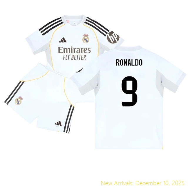 2025-2026 Real Madrid RM Premium Home Youth Kit (Ronaldo 9) -