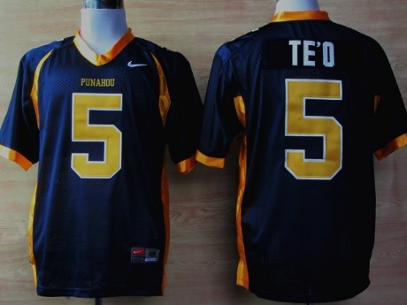 Men's None Blue 2024 official licensed Manti Te #5 breathable Jersey