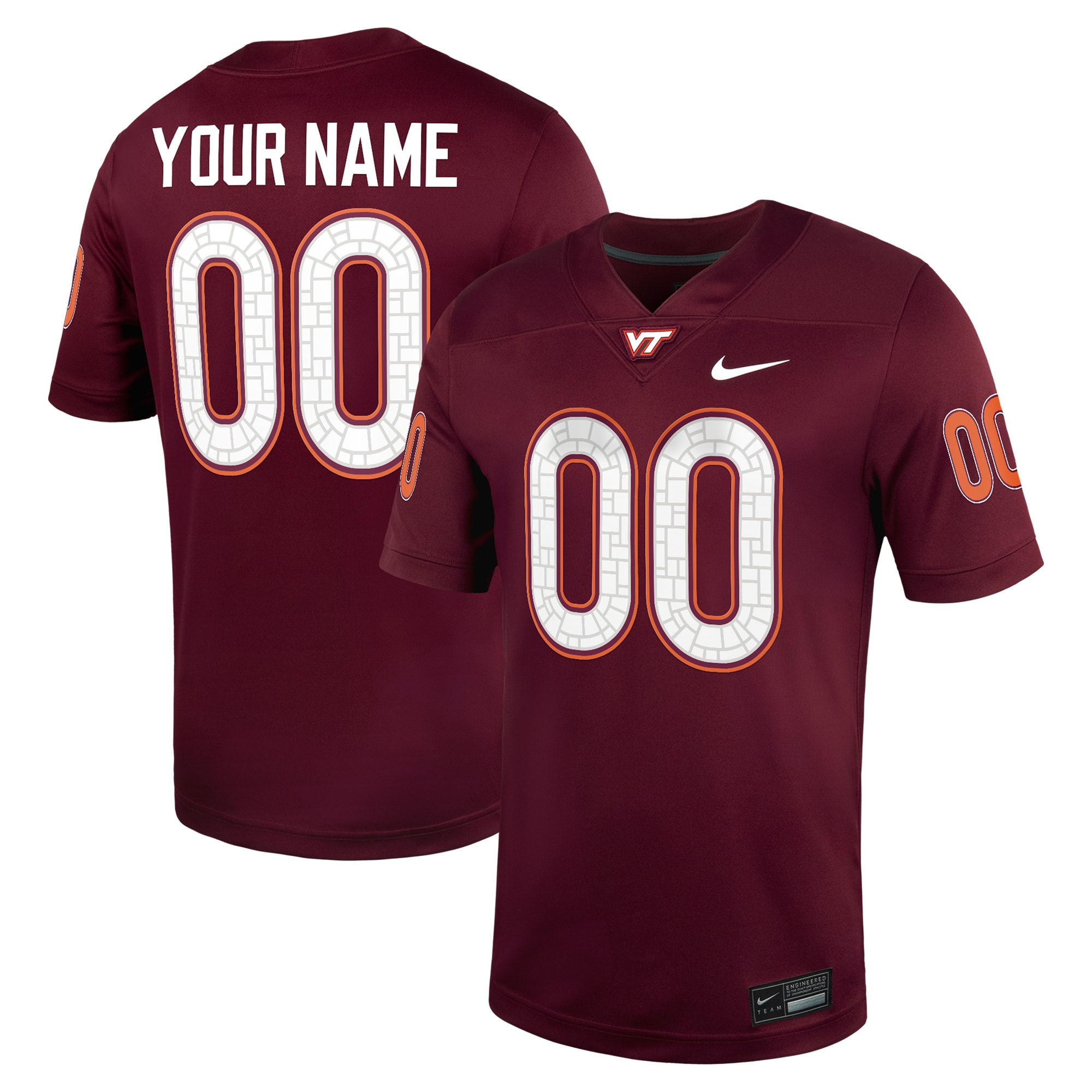 [NJP] Virginia Tech Hokies Custom Football Game Jersey - Maroon