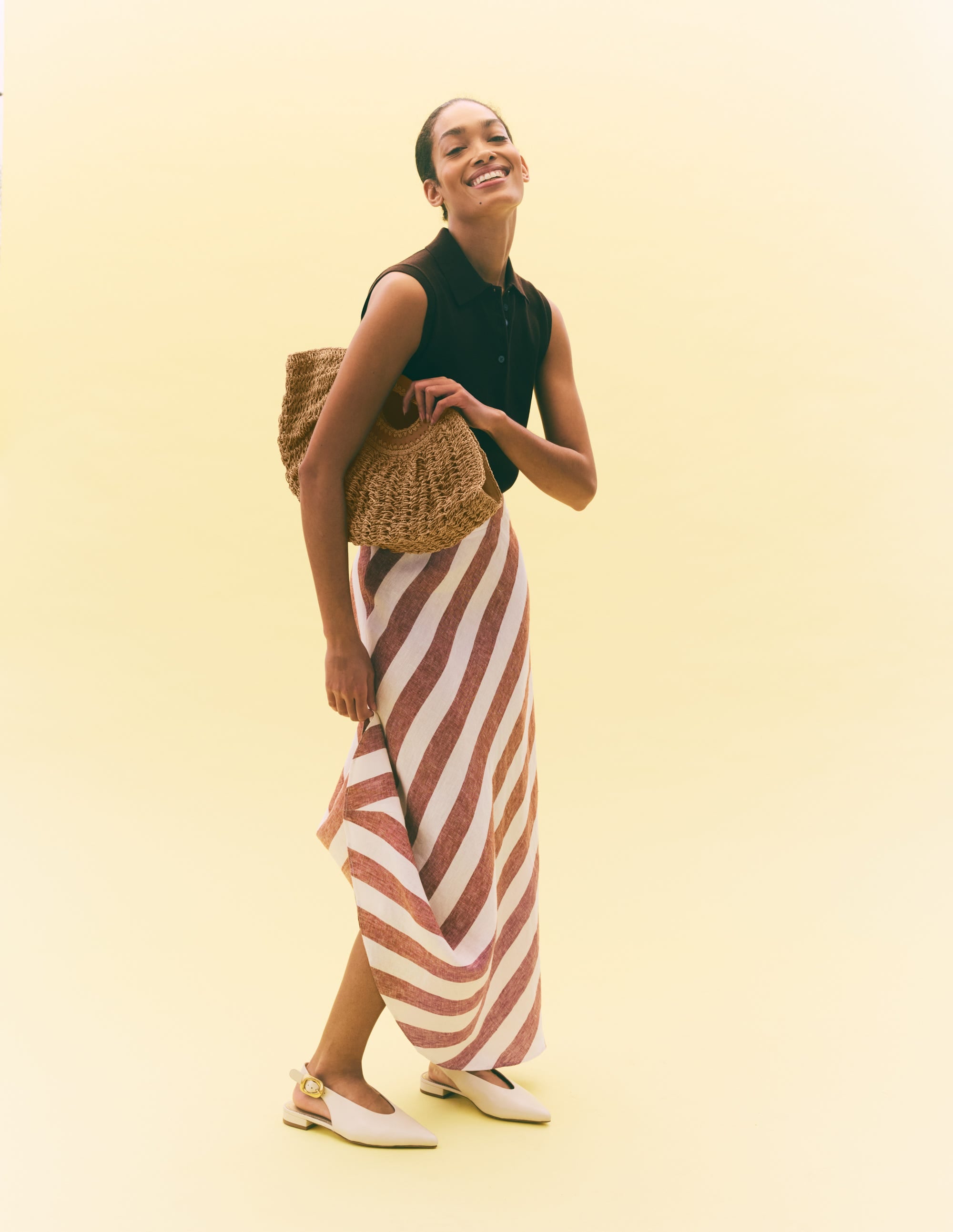 Bias Cut Linen Slip Skirt