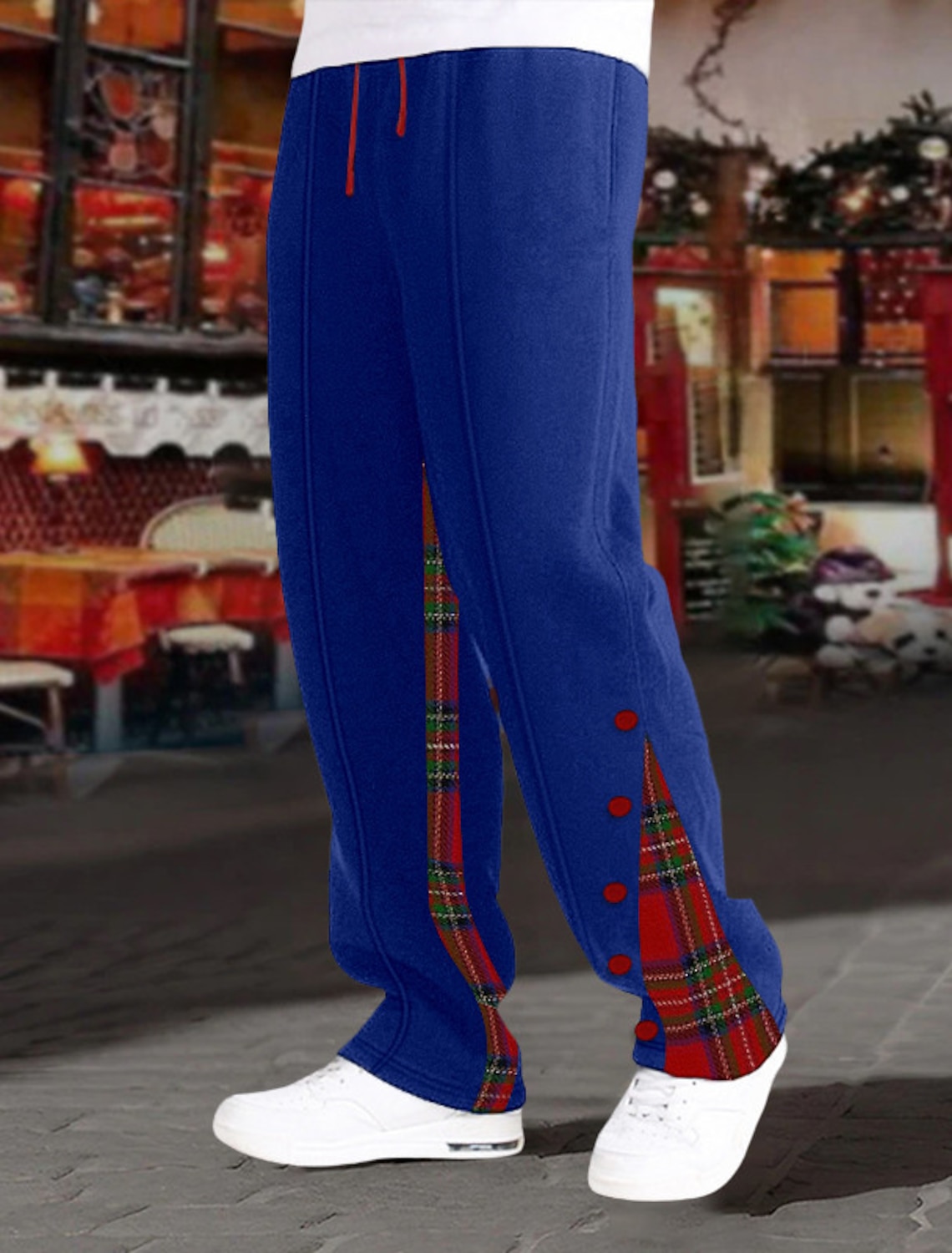 Men's Sweatpants Joggers Trousers Patchwork Drawstring Elastic Waist