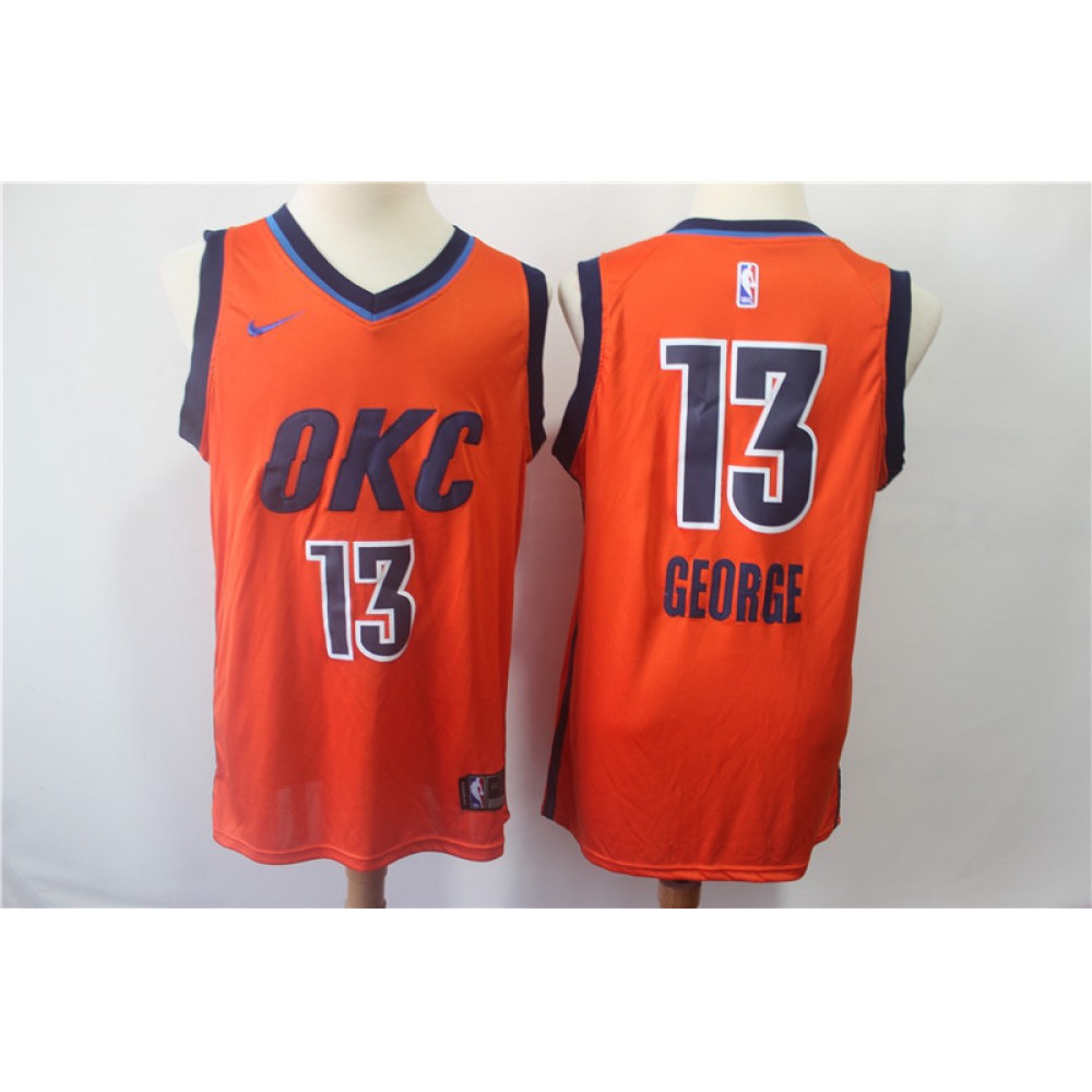 Affordable Men's OKC Thunder #13 Paul Orange Basketball Jersey