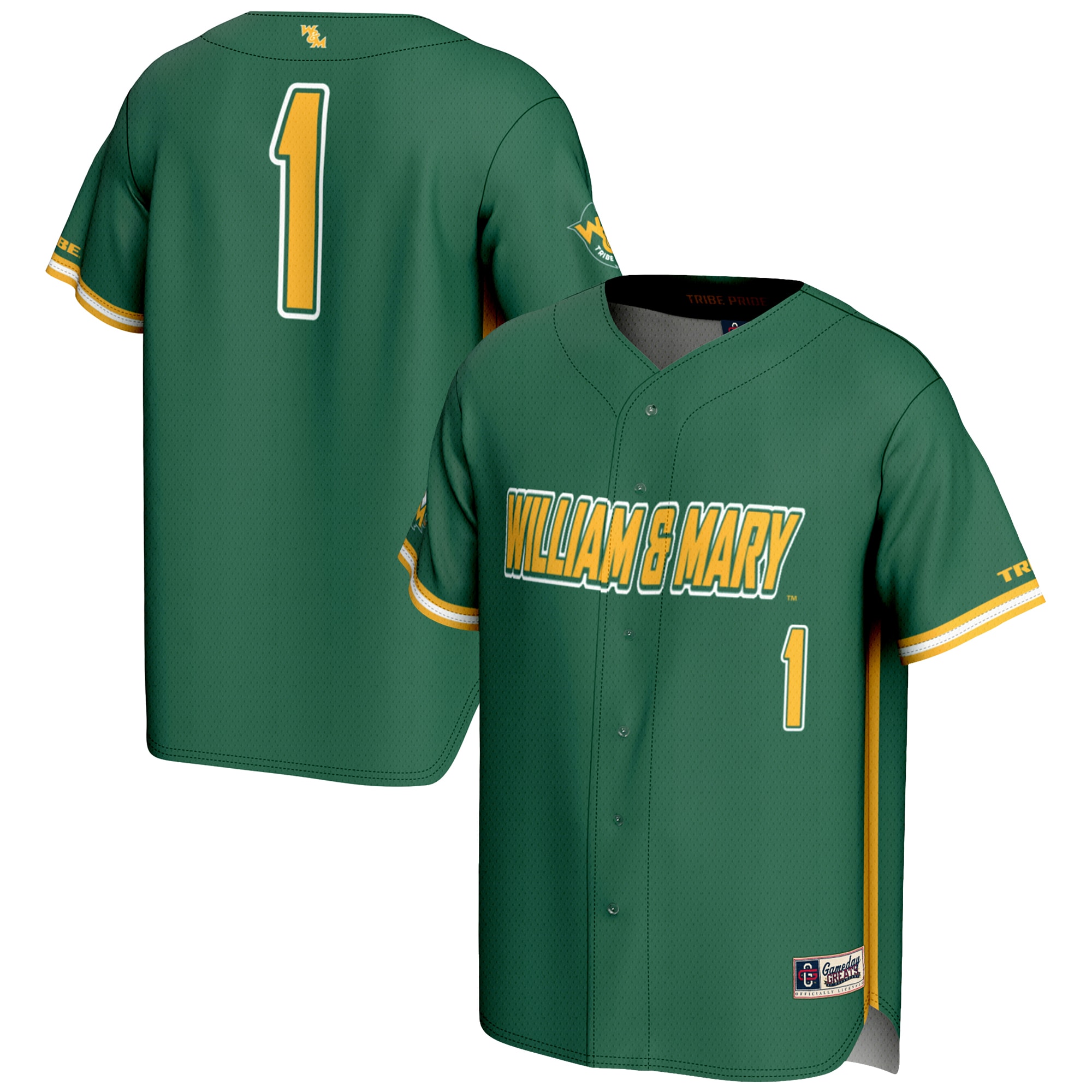 [NJP] Women's William & Mary Tribe GameDay Greats Lightweight Baseball Fashion Jersey - Green