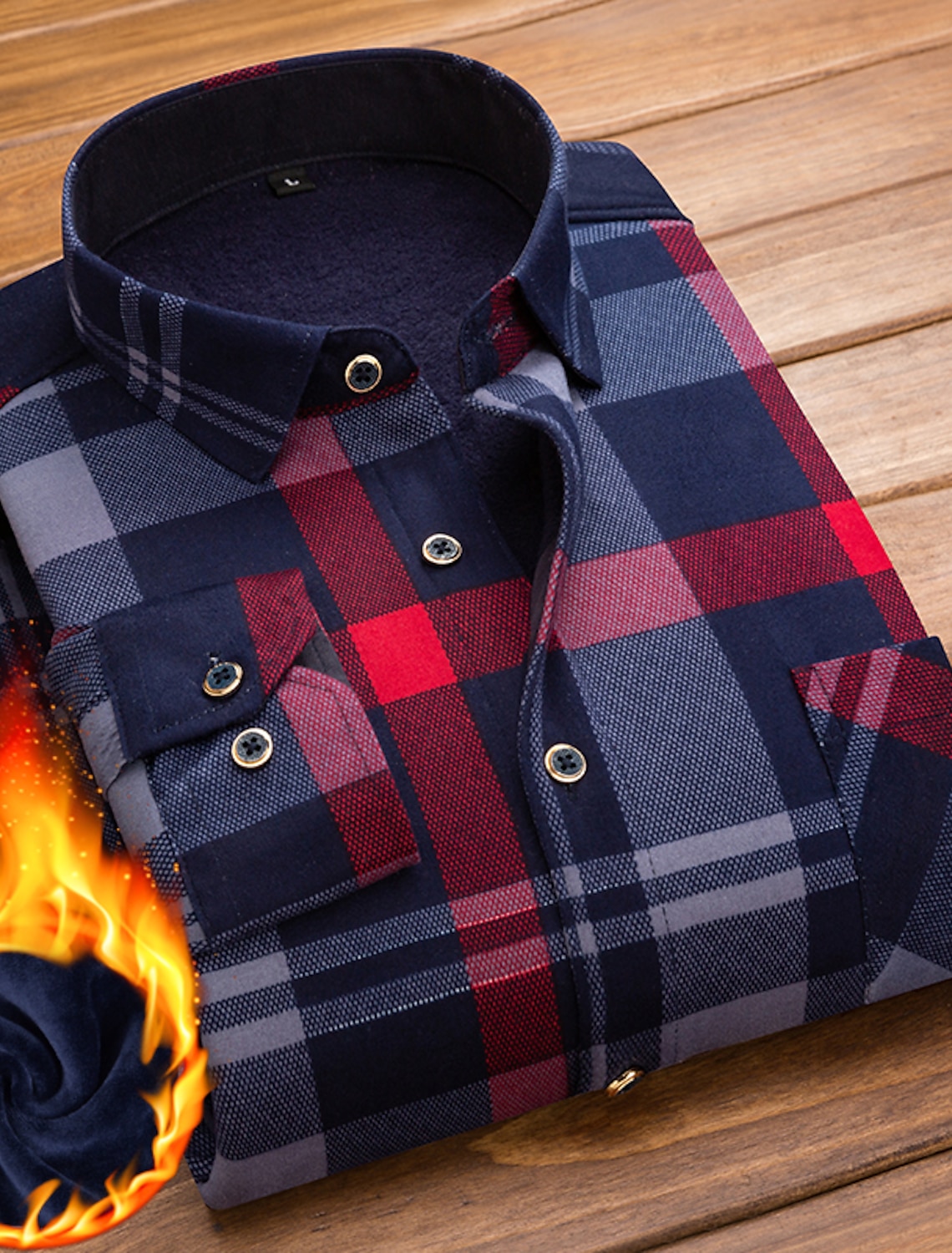 Men's Dress Shirt Flannel Shirt Collared Shirt Button Up Shirt Tartan Wedding Party Black-White Red Navy Blue Royal Blue Long Sleeve Turndown Winter Clothing Apparel Button-Down
