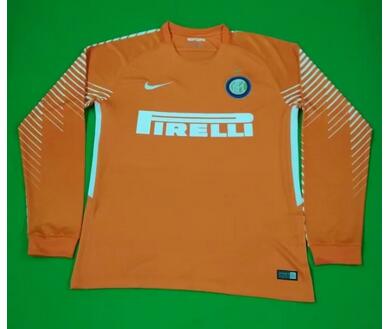 Inter Milan Goalkeeper 201718 Orange LS Soccer Jersey Shirt -