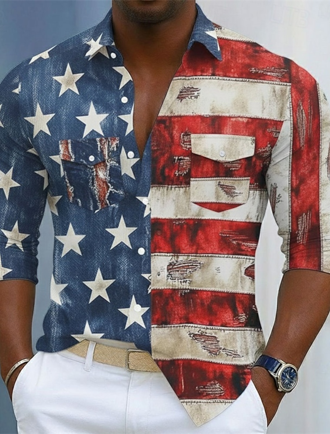 Men's Hellfire Flames American US Flag Eagle Shirt Button Up Shirt Long Sleeve Vintage Retro Outdoor Casual Holiday Spring Fall Turndown 3D Print Collared Shirts Khaki