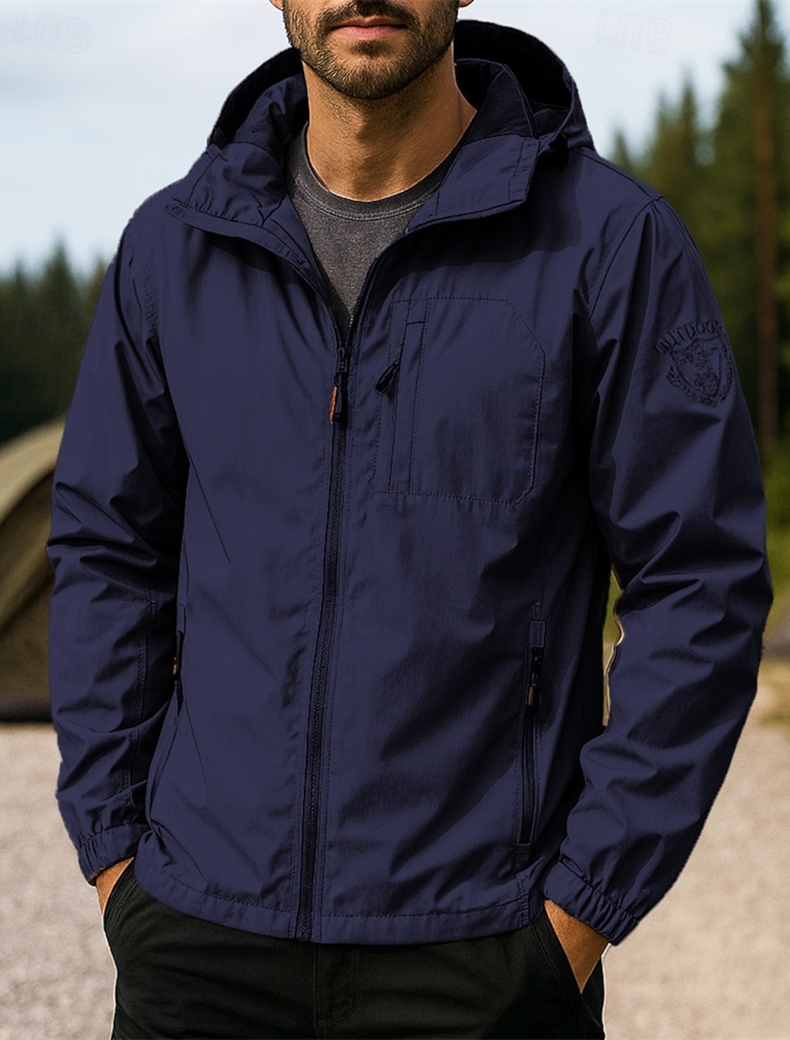 Men's Outdoor Jacket Hiking Jacket Sport Jacket Outdoor Waterproof Windproof Quick Dry Lightweight Hiking Outfits Hiking Clothes Spring Autumn / Fall Jacket Tennis Golf Running Solid Color Black Army