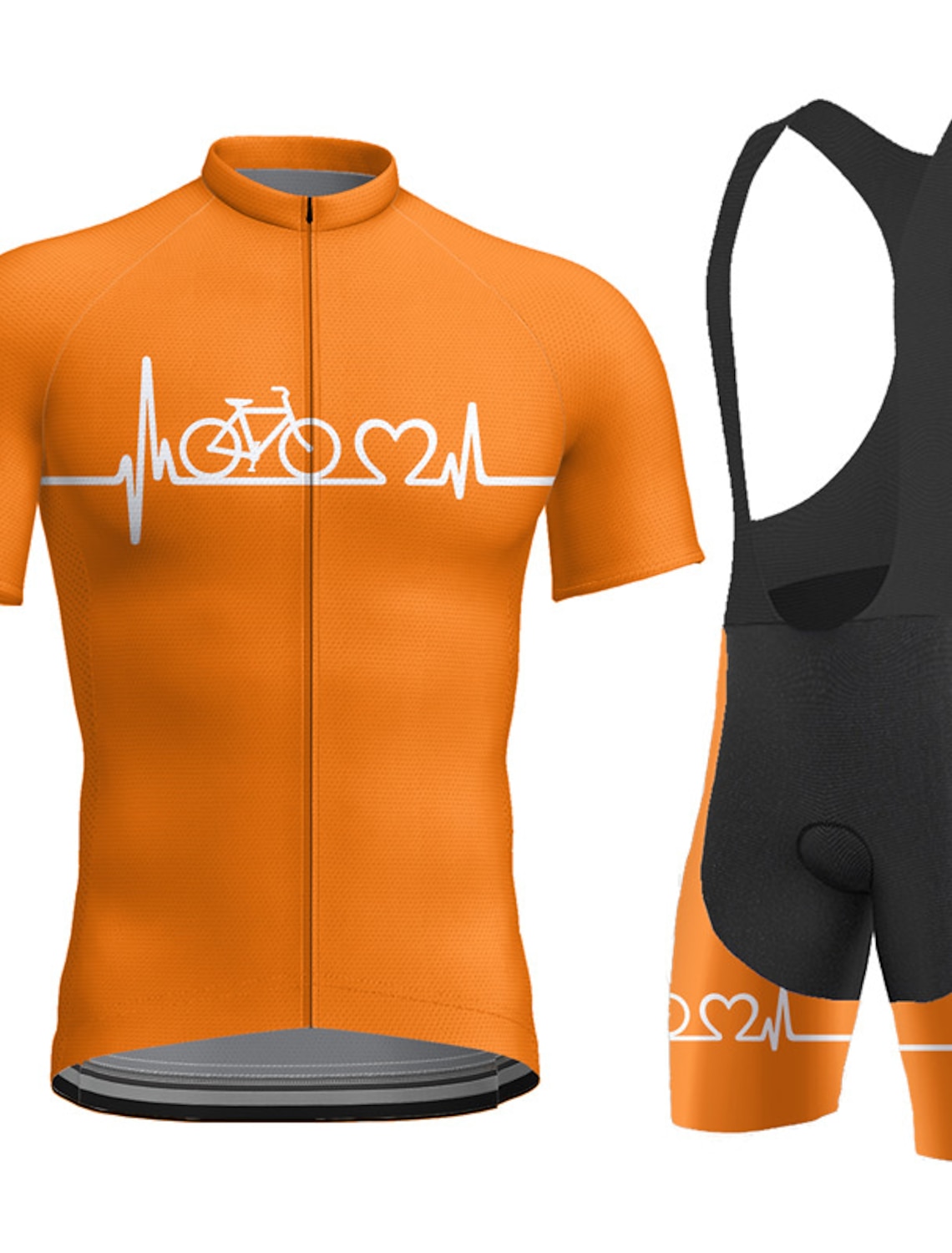 Men's Cycling Jersey with Bib Shorts Short Sleeve Mountain Bike MTB Road Bike Cycling Summer Blue Red Orange Letter & Number Funny Bike 3D Pad Quick Dry Back Pocket Moisture Wicking Breathable Spandex