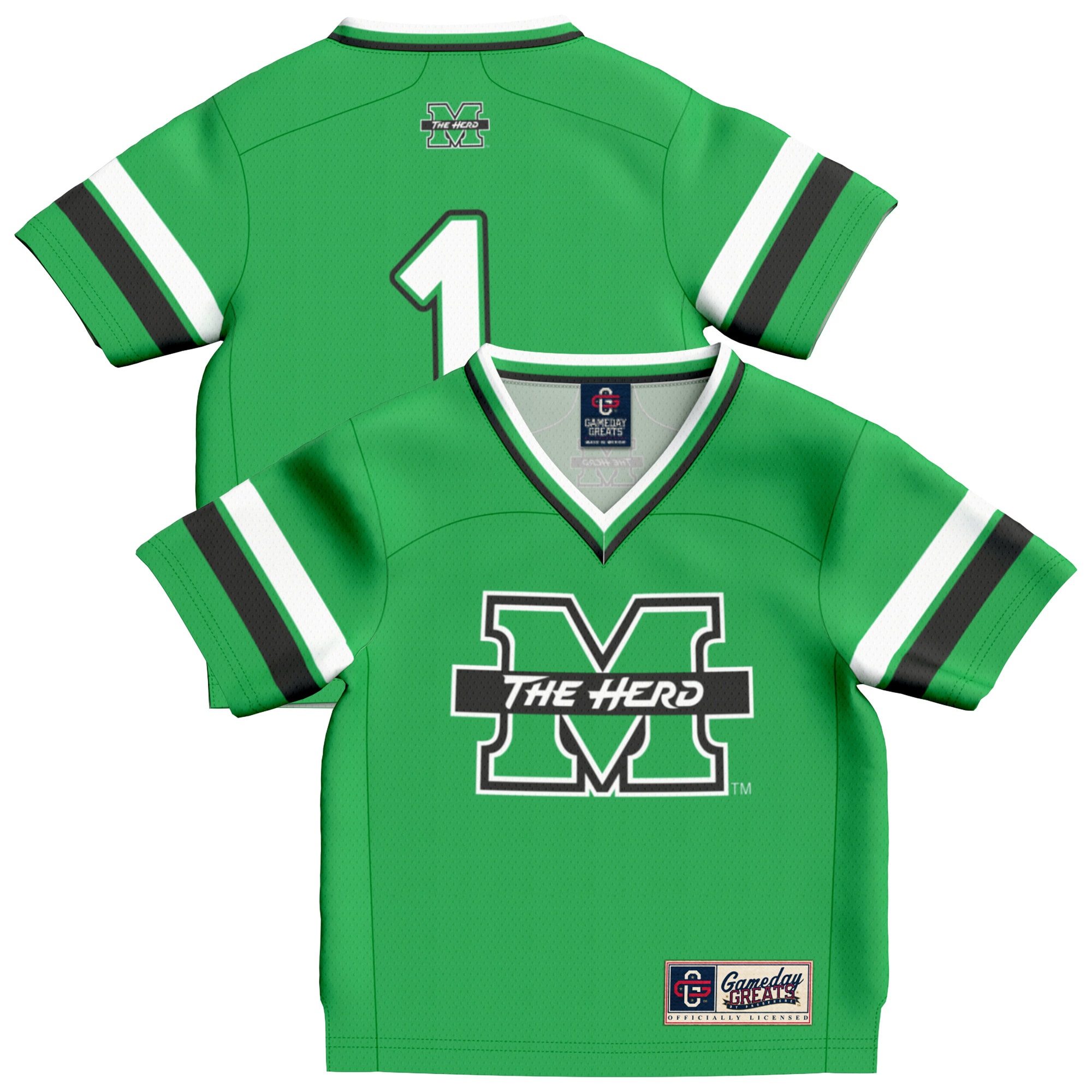 #1 Marshall Thundering Herd GameDay Greats Infant Collegiate Football Fashion 2026 Season Football Jersey - Kelly Green
