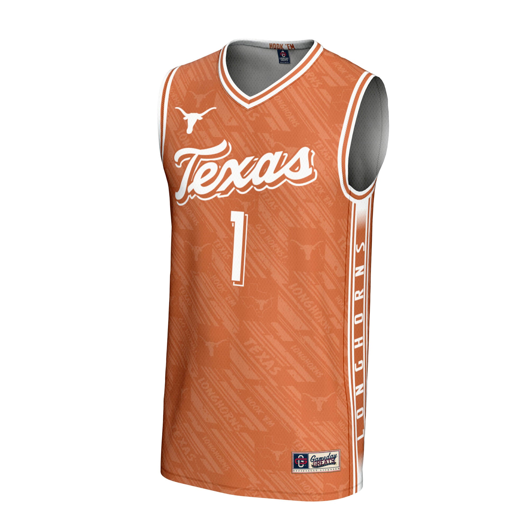 [NJP] Texas Longhorns GameDay Greats Unisex Lightweight Highlight Print Basketball Jersey - Texas Orange