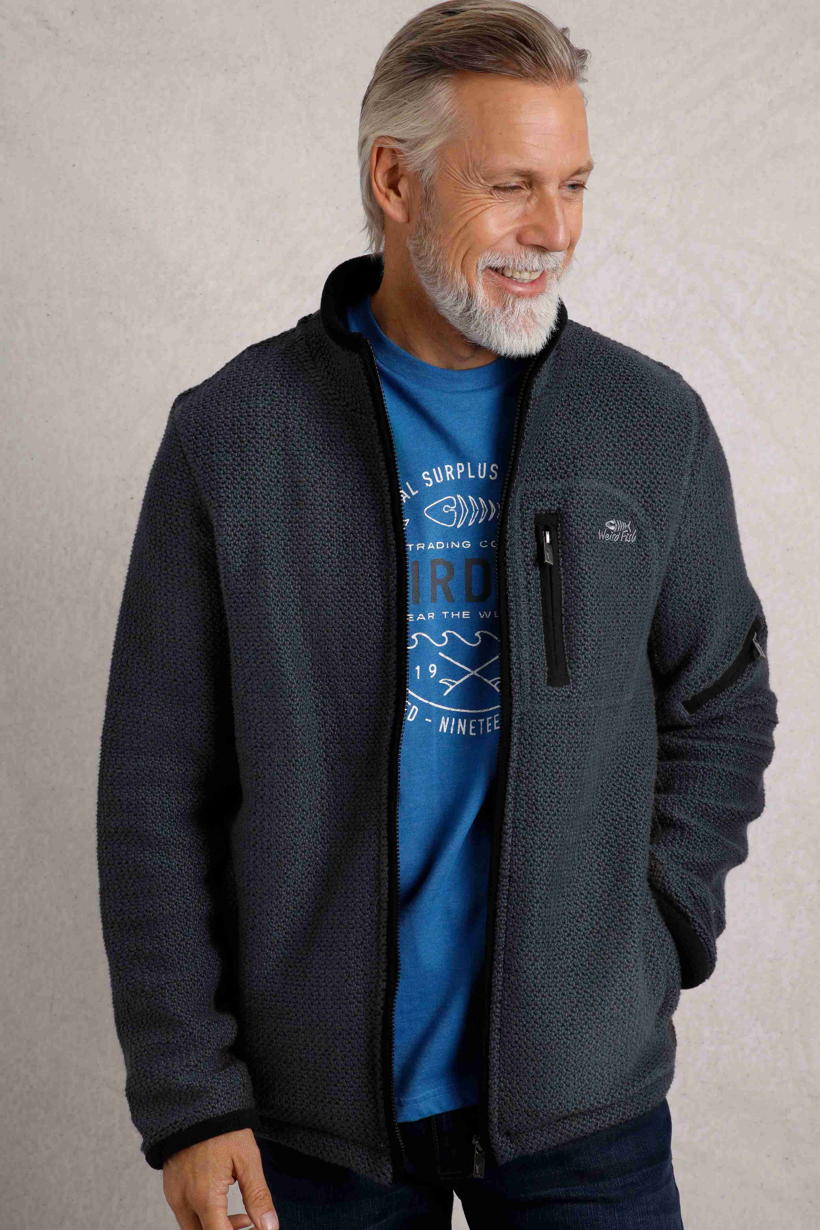 Berhan Full Zip Lined Macaroni Sweatshirt Navy