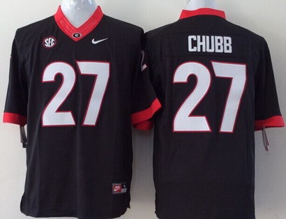 high quality Men's Georgia Dawgs Nick Chubb #27 Black 2014 Football