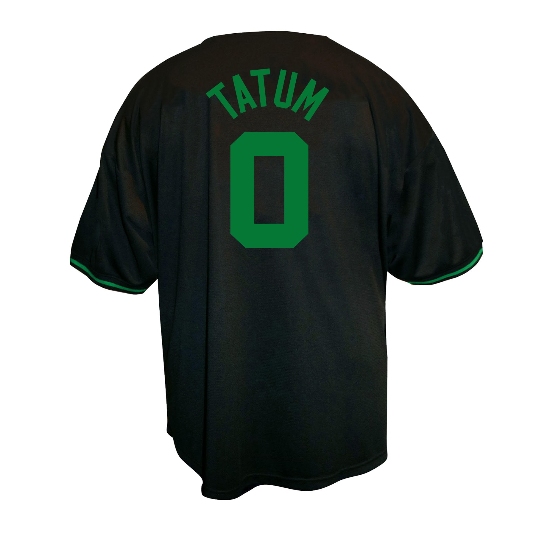 [LK] Jayson Tatum #0 Boston Celtics Profile Big & Tall Name & Number Button-Up Jersey - Black