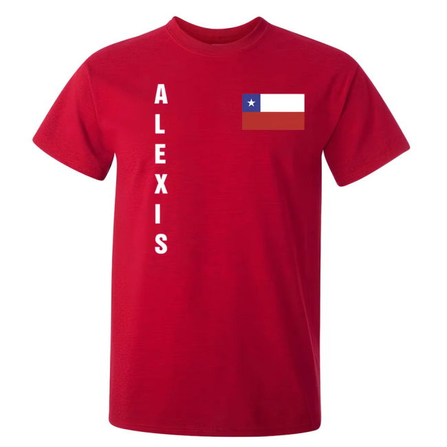 Football Alexis Sanchez Chile Flag T-Shirt (Red) Quality