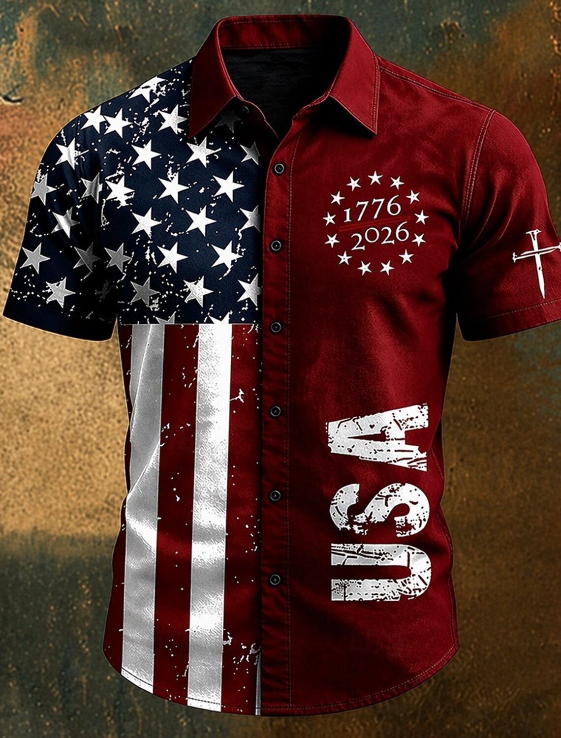 4th of July 2026 250th Memorial Day Patriotic Patriot Graphic American Flag Short Sleeve T-Shirt