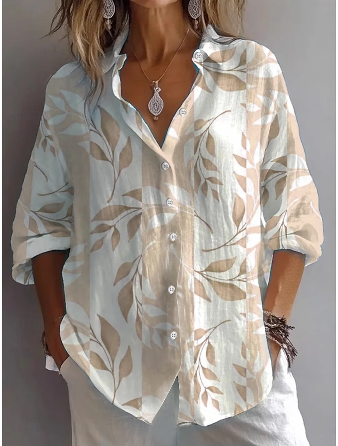 Women's Shirt Linen Like Breathable Lightweight Button Down Tunic Shirt Collar Long Sleeve Floral Graphic Daily Stylish Casual Regular Tops Daily Holiday s Print Yellow Blue Purple Green Spring
