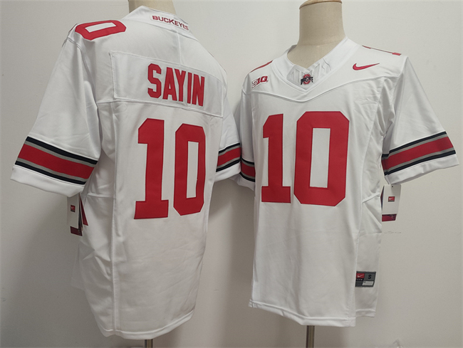 Men's OSU Ohio White 2025 performance Julian Sayin #10 authentic