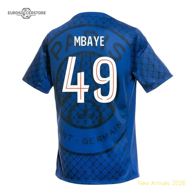 Authentic 2025-2026 Psg Academy Pro Home Pre Match Shirt (Royal) (Mbaye