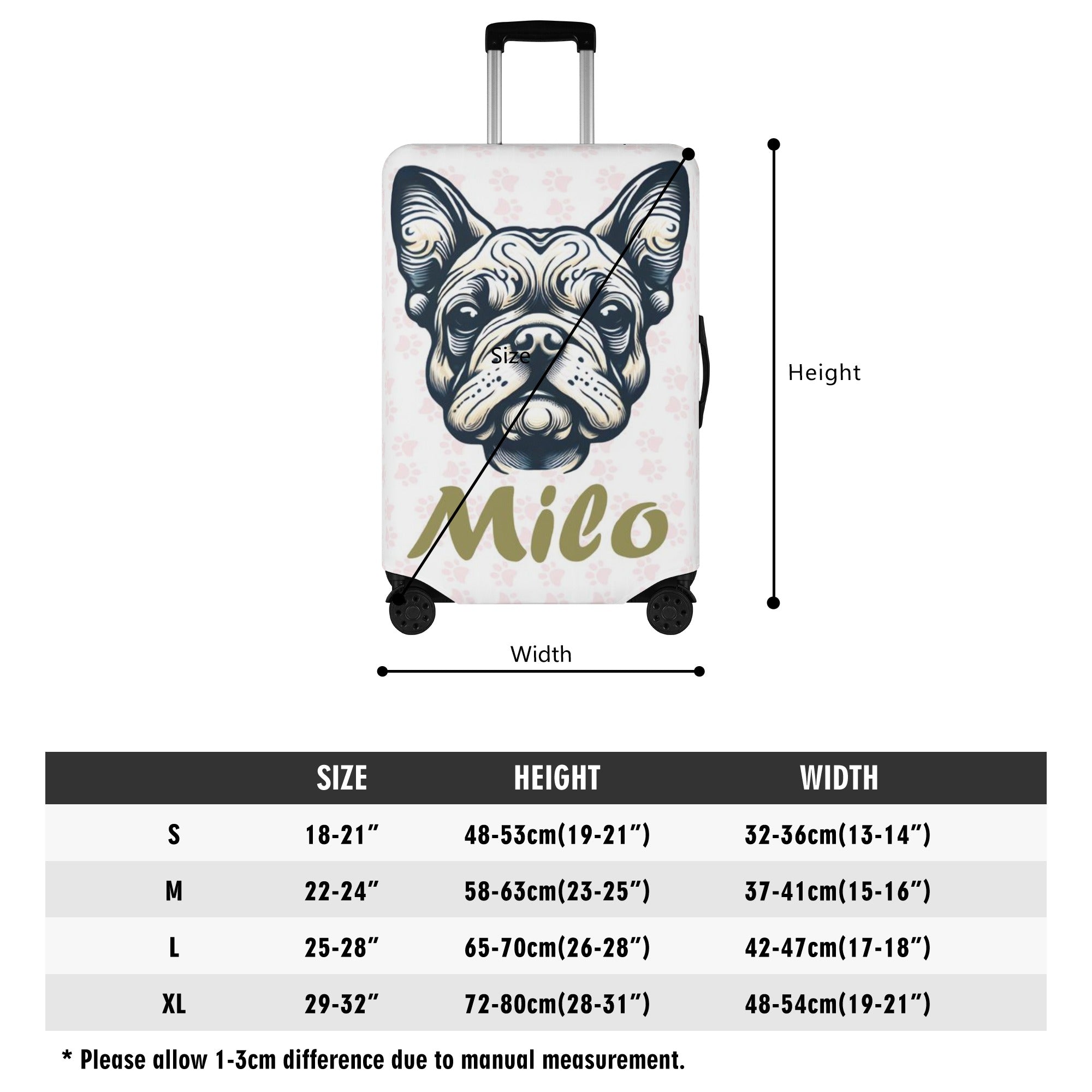 Cover With Frenchie Name - Durable Luggage Cover For Frenchie Pups