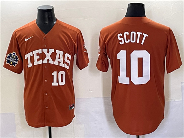 Men's UT Longhorns #10 Mia Scott Orange 2025 away jersey match worn